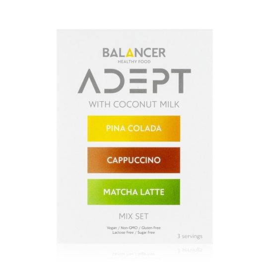 Коктейль BALANCER ADEPT «MIX SET» (cappuccino, matcha latte, pina colada with coconut milk), 3 шт.